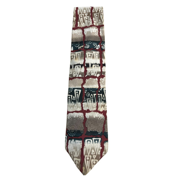 Robert Stock Sandwashed Abstract Print Silk Tie - Picture 1 of 4